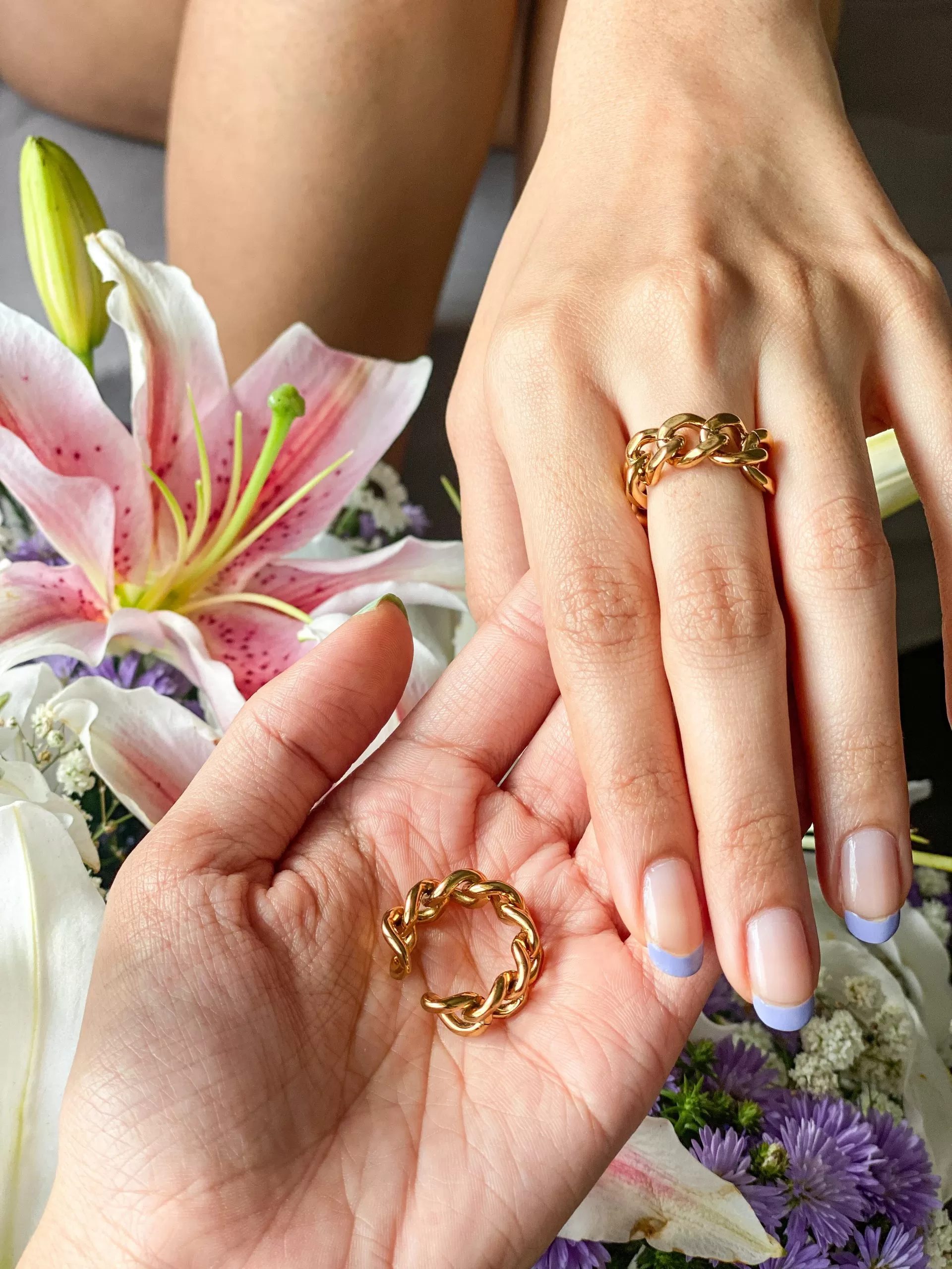 Adjustable Ring – Cuban Link – Tarnish Free | Nish Hair X Evil Eye Jewel - Image 5