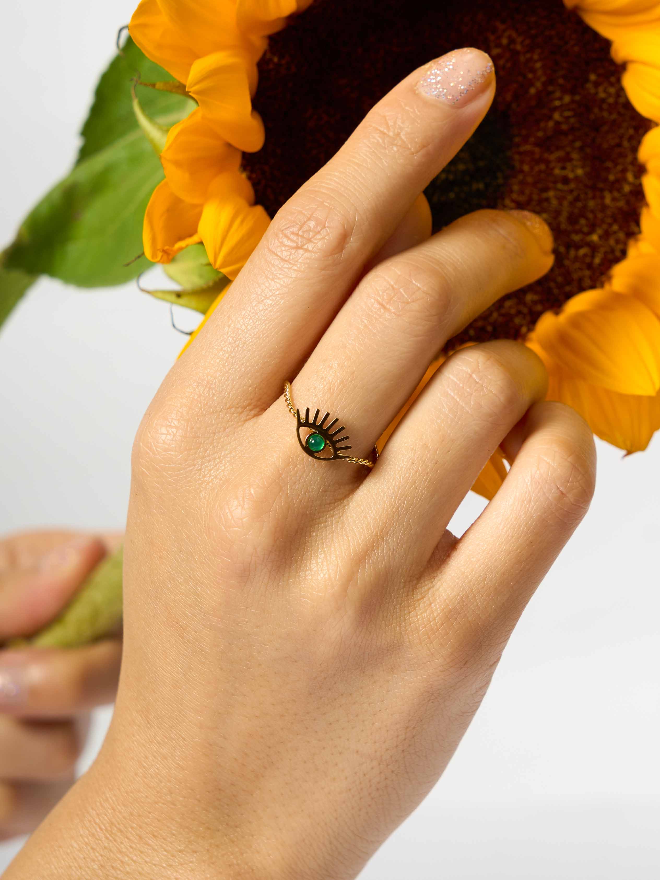 Delicate Evil Eye - Adjustable Ring | Nish HairX Evil Eye Jewel - Image 4
