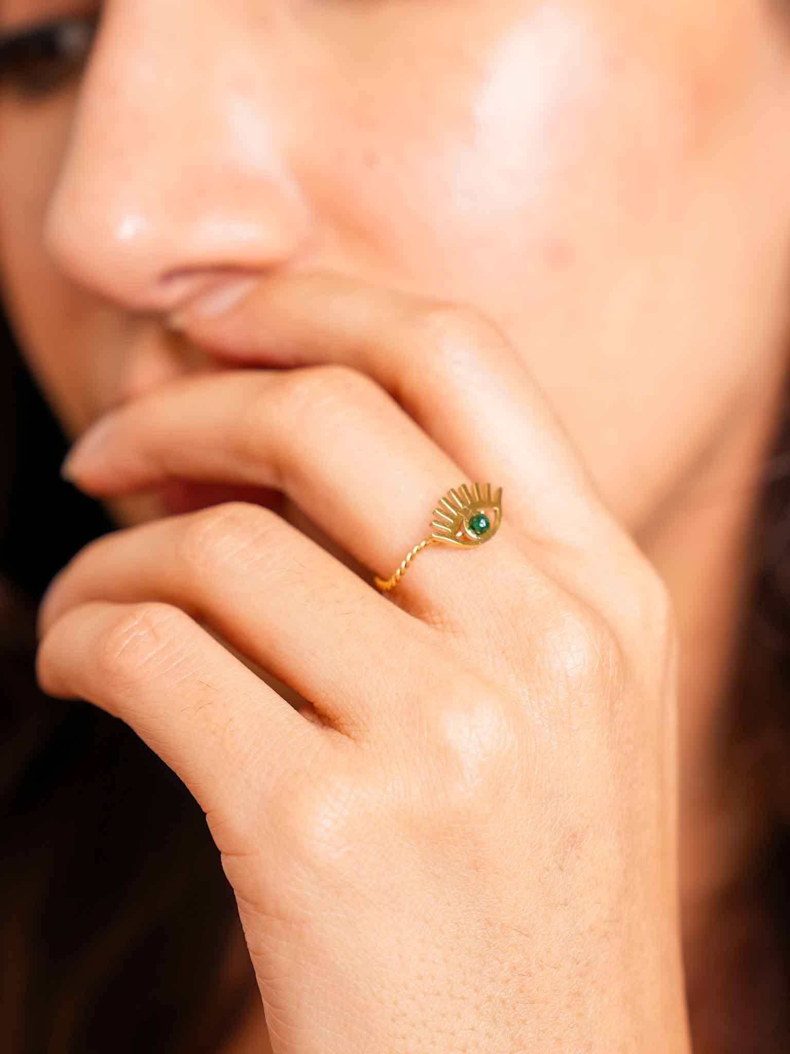 Delicate Evil Eye - Adjustable Ring | Nish HairX Evil Eye Jewel - Image 5