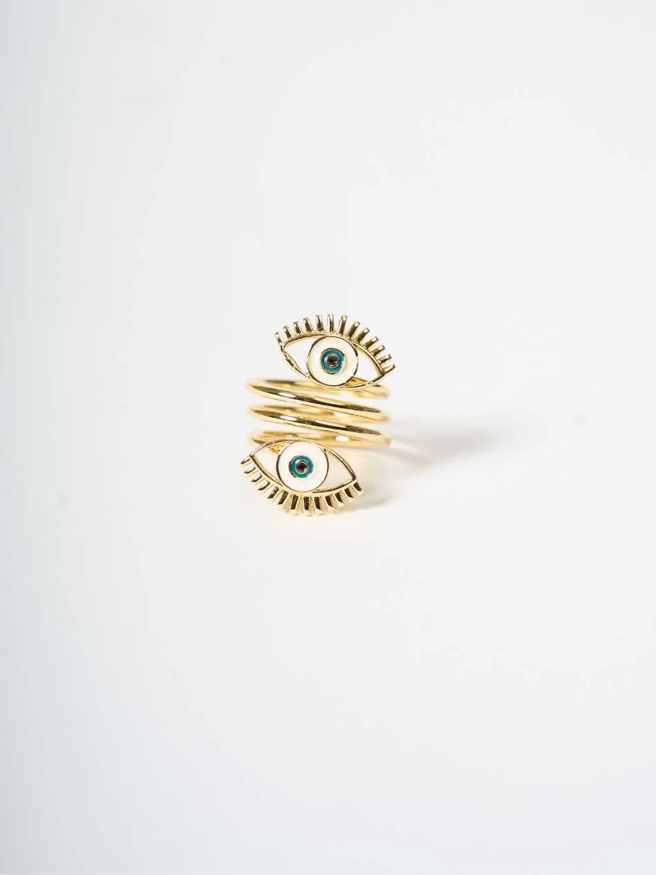 Dual Evil Eye Coiled Ring | Nish Hair X Evil Eye Jewel - Image 3