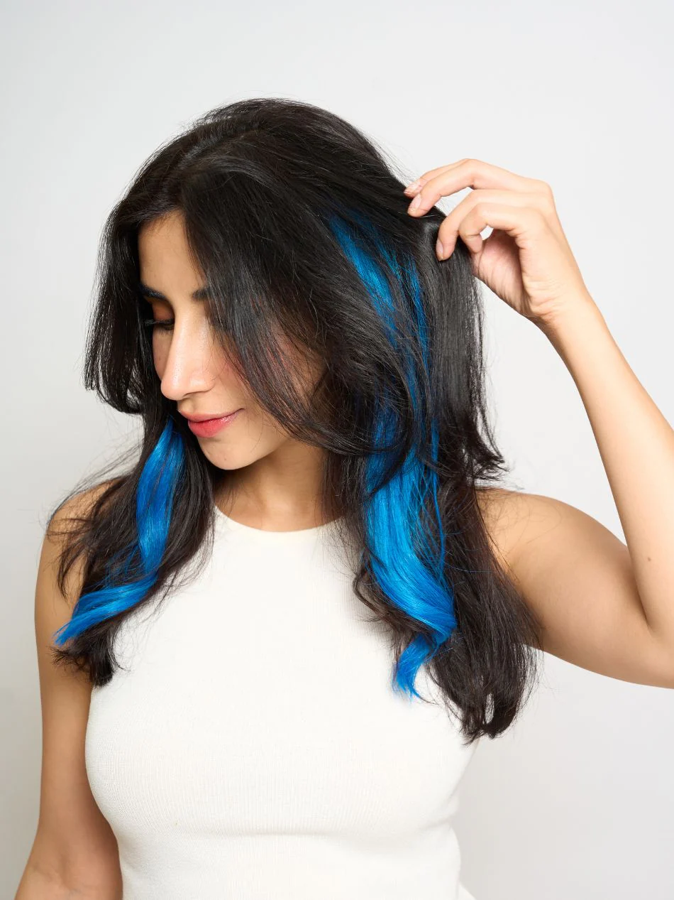 Electric Blue Hair Strand – #Strandout- Coloured clip-In Hair - Image 4