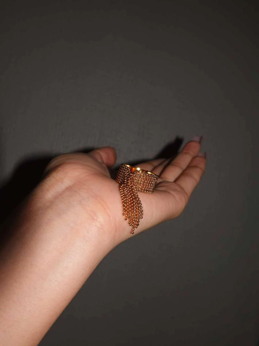 Adjustable Gold Tassel Ring | Nish Hair X Evil Eye Jewel - Image 4