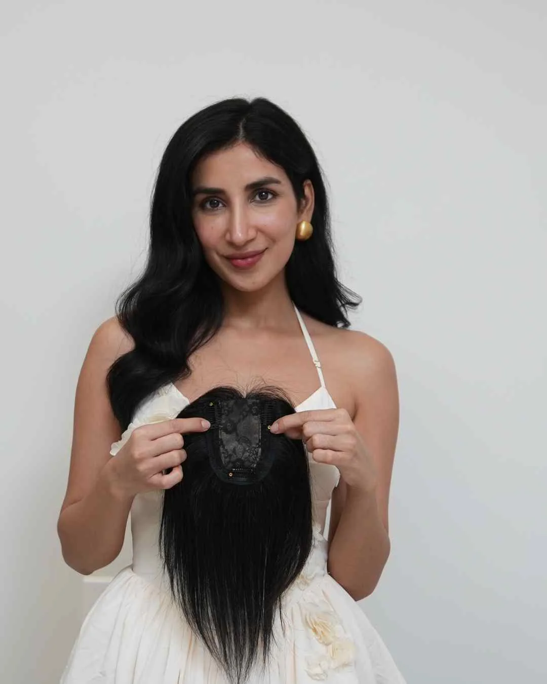 Hair Topper For Short Hair – Silk Top Topper  3x4 - Natural Black with Highlights - Image 7