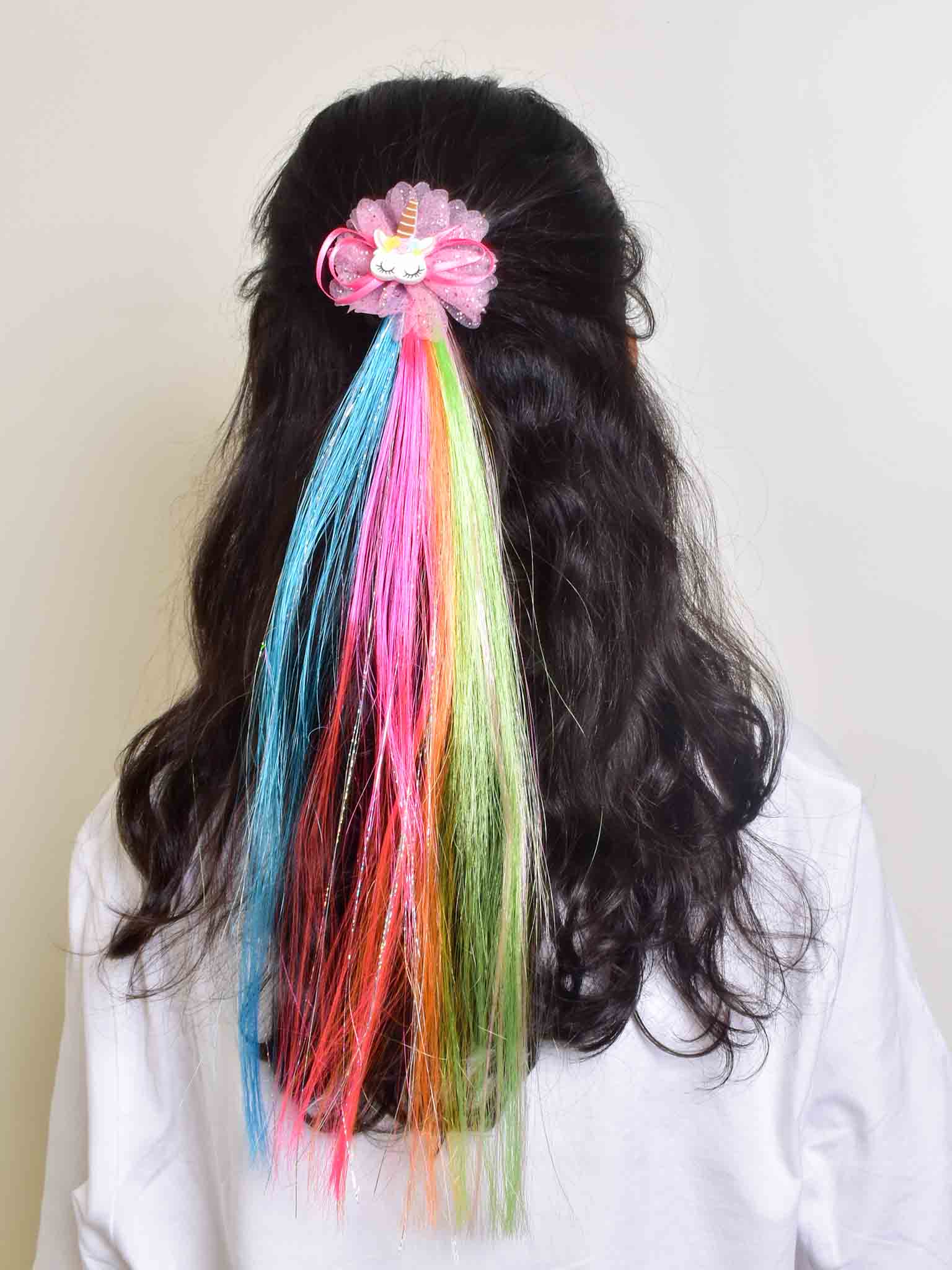 Unicorn Clip in coloured hair extensions for kids - Image 3