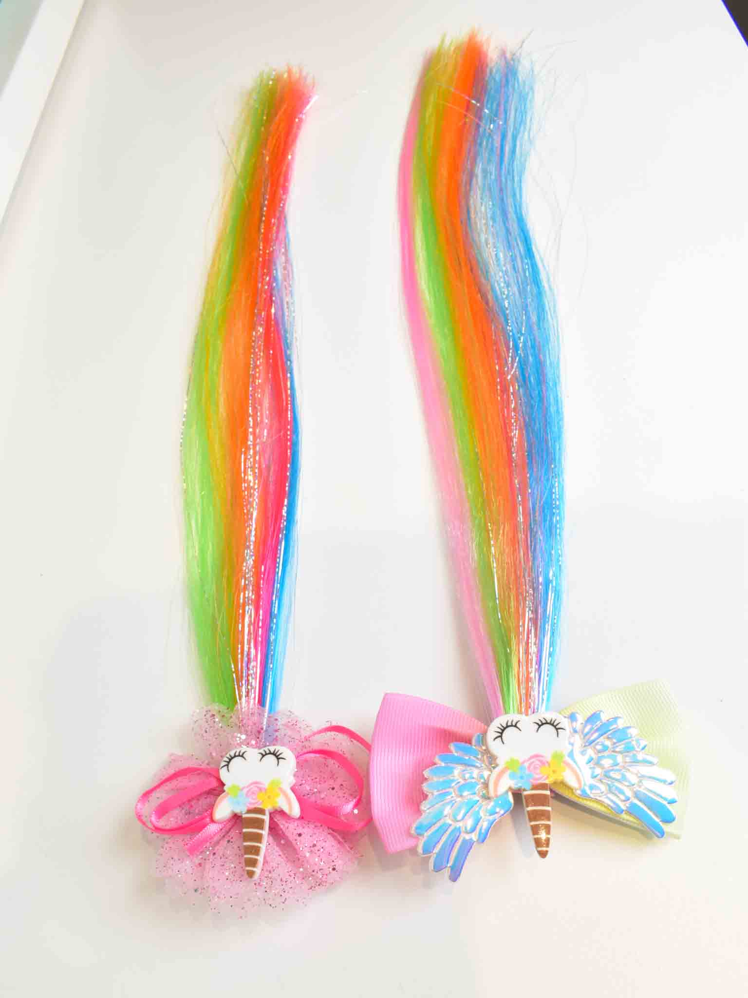 Unicorn Clip in coloured hair extensions for kids - Image 4
