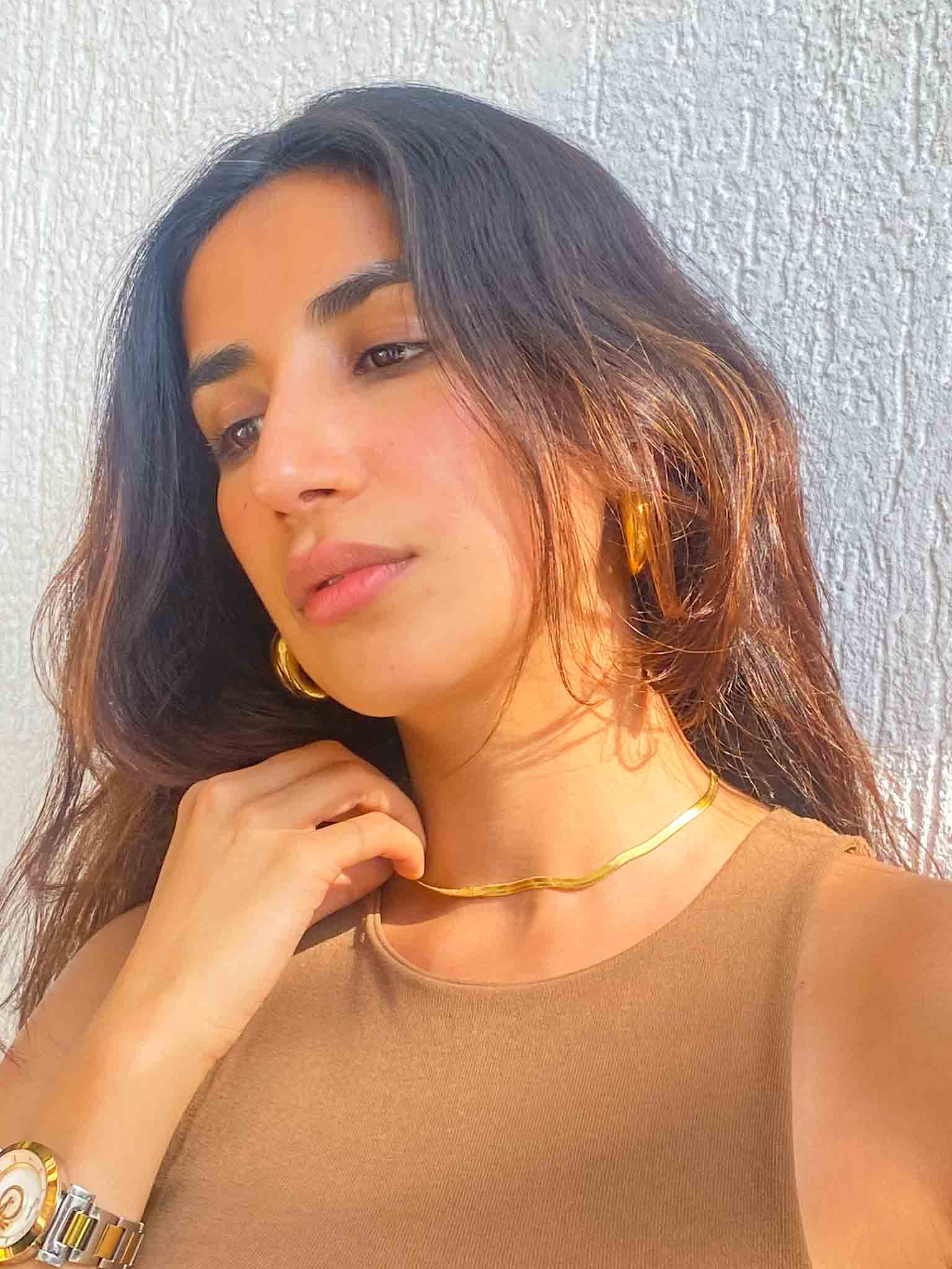 Herringbone Chain 18K Gold Plated | Nish Hair X Evil Eye Jewel - Image 4